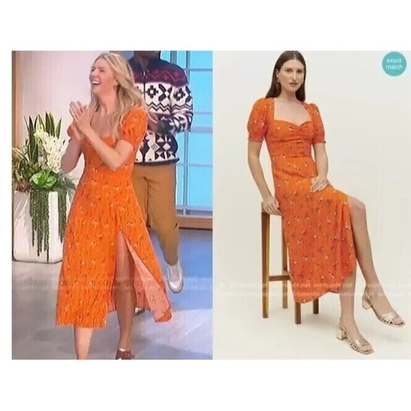 NWT Reformation Lacey Dress in Floral Orange color - Picture 7 of 7